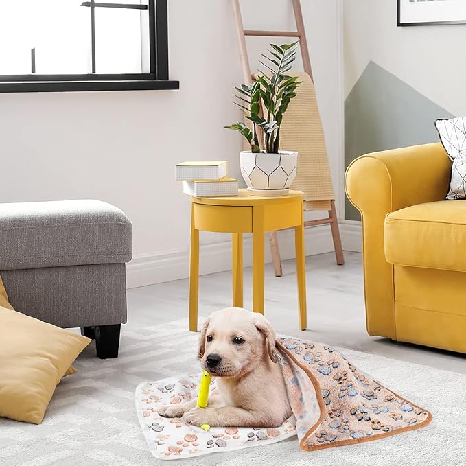 Dono 1 Pack 3 Dog Blankets for Small Dogs, Soft Fluffy Paw Print Pattern Fleece - Image 7