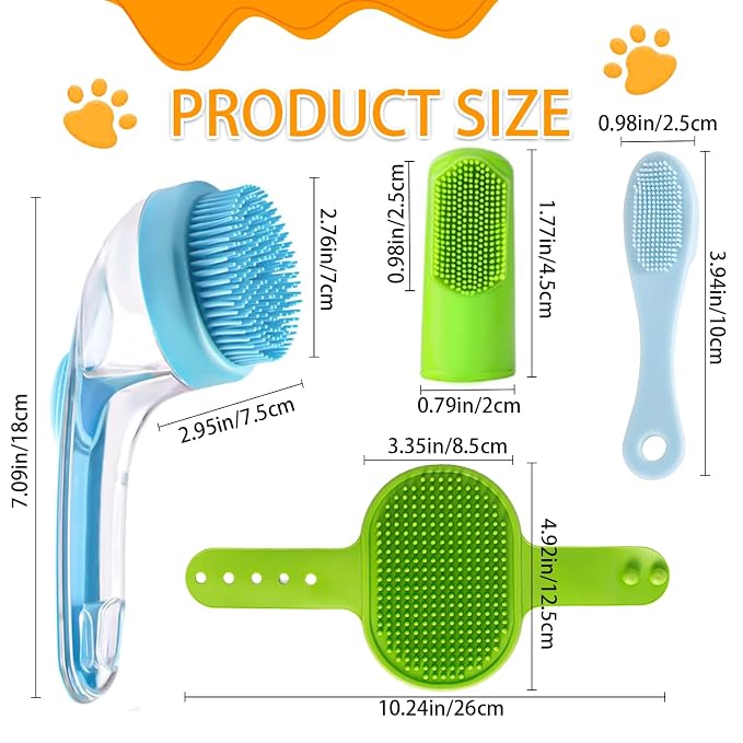 7 PCS Pet Bath Brush Set, Dog Bath Brush - Image 4