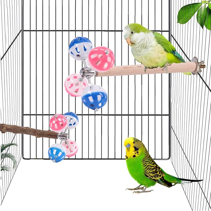 Bird Stand Perch Toy with Rotating Balls, Parakeet Stand Perch Toy - Image 6