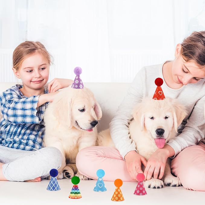 Hxezoc 10 Pcs Mini Birthday Party Hats Colorful Cone Felt Hats - Image 9