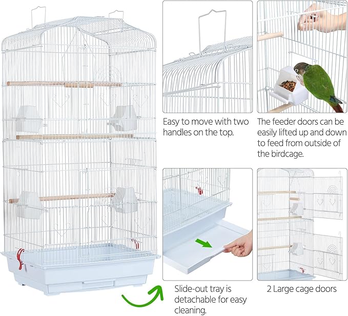 Yaheetech 41'' Open Top Medium Size Quaker Parrot Bird Cage Cockatiel Indian - Image 6