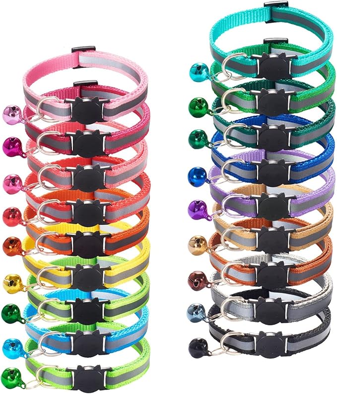 18Pcs Reflective Cat ID Collars by Flymind
