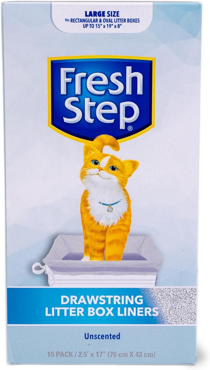 Fresh Step Drawstring Cat Litter Box Liners, Unscented Heavy Duty Kitty Litter - Image 2