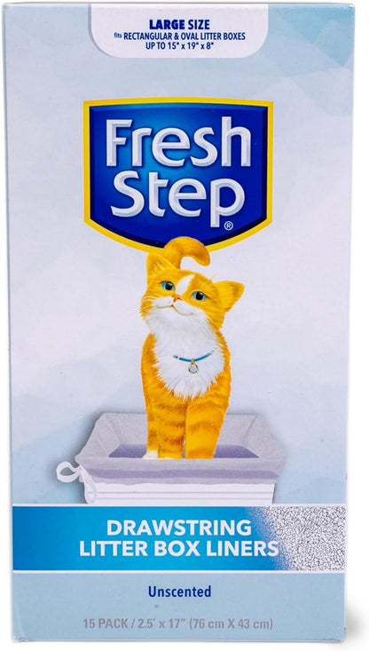 Fresh Step Drawstring Cat Litter Box Liners, Unscented Heavy Duty Kitty Litter - Image 2