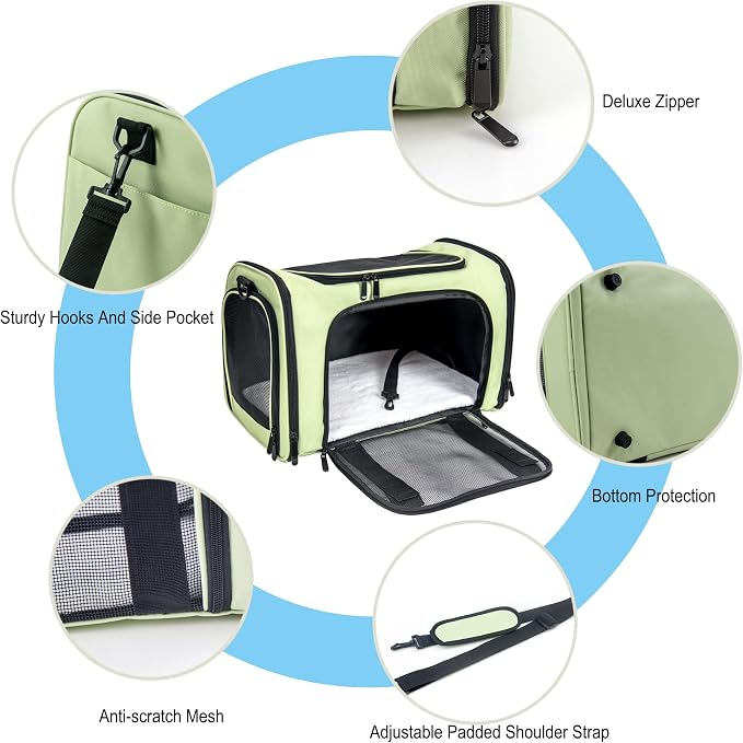 Soft Sided Carrier for Small Medium Cats Dogs, Removable Pad Collapsible Travel - Image 6