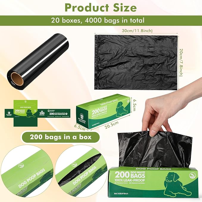 Sherr 20 Boxed Rolls 4000 Counts Dog Poop Bags Bulk Leak Proof Dog Waste Bags - Image 3