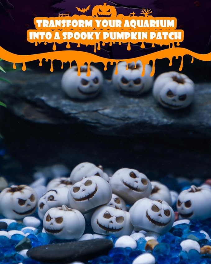 Uniclife 20 Pcs Halloween Mini Pumpkin Decorations, Halloween Fish Tank Decor - Image 6