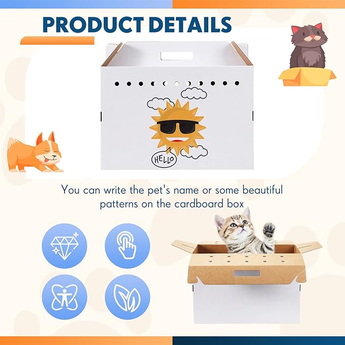 Kisston 12 Pieces Cardboard Pet Carriers 17.5 x 8.5 x 15 Inches - Image 3