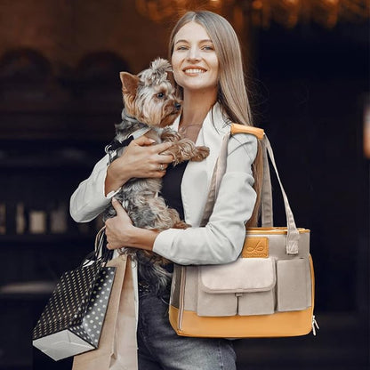 Dog Carrier, Cat Carrier, Pet Carrier, Foldable Waterproof Premium PU Leather - Image 6