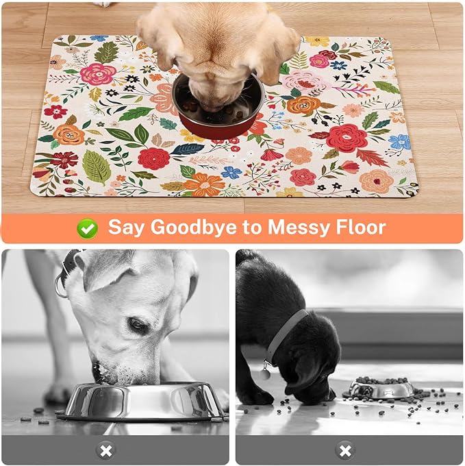 Absorbent Pet Dog Bowl Mat for Food and Water, Pet Cat Food Feeding Mat - Image 3