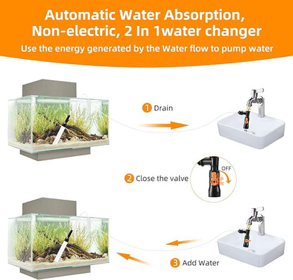 Gravel Vacuum for Aquarium Water Changer Fish Tank Cleaning Tools, Siphon - Image 2