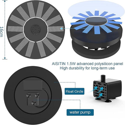 AISITIN 2 x 1.5 W DIY Solar Powered Garden Fountain - Image 9