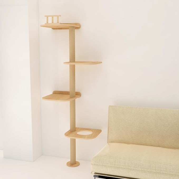 Wall-Mounted Tall Cat Tree Cat Scratching Post, Space Saving Floor to Ceiling by Unknown