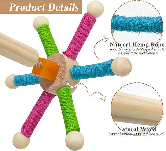 Bird Perch Toy for Cage, Spinning Windmill Bird Perch Toy, 360° Rotating - Image 3