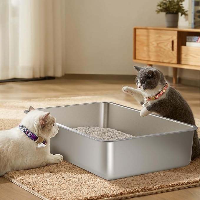Stainless Steel Litter Box 2 Pack, XLarge Metal Litter Box - Image 5