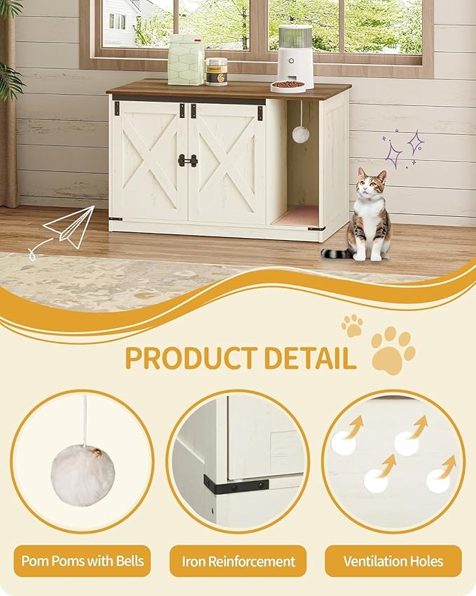 Cat Litter Box Enclosure, Hidden Litter Box Cabinet Furniture - Image 8