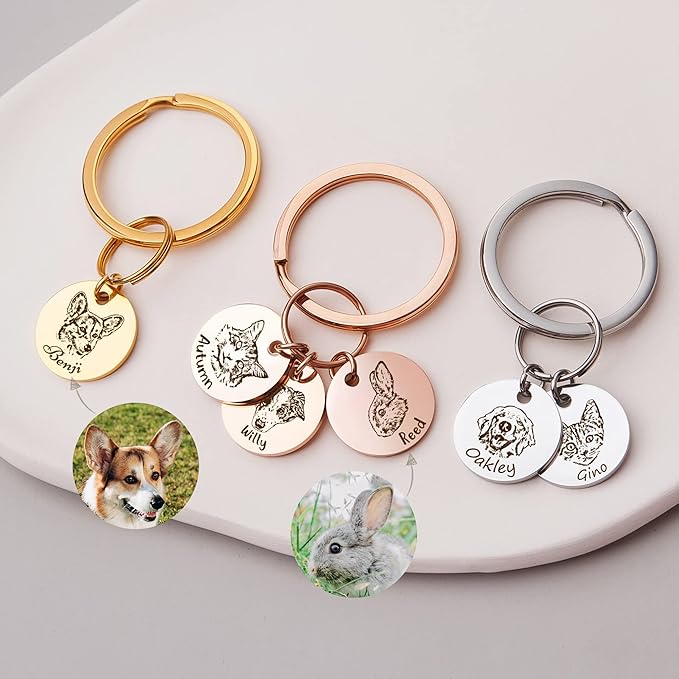 Anavia Personalized Pet Portrait Keychain, Customized Pet Photo Handmade - Image 2