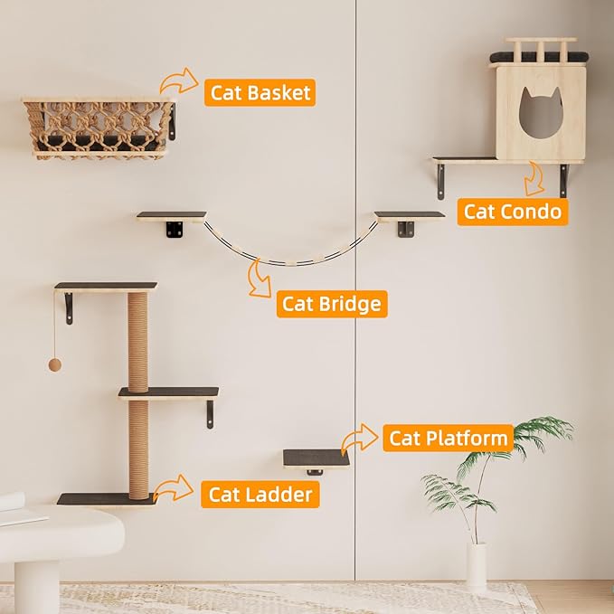 5-in-1 Cat Wall Shelves Set - Image 4