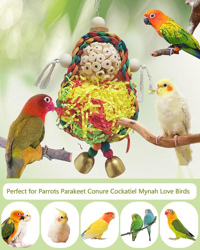 Bird Hoop Swing and Parakeet Toys, Natural Sola Balls and Shredding Hanging Toy - Image 8