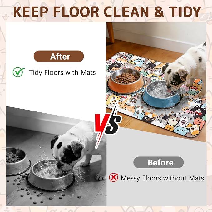 Dog Food Mat for Bowls, Absorbent Quick Dry Dog Cat Mats for Food and Water - Image 3