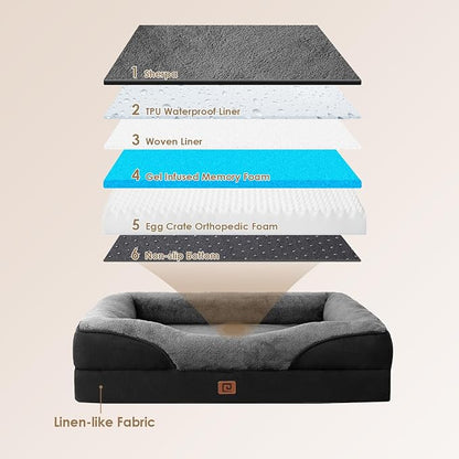 EHEYCIGA Orthopedic Dog Bed for Large Sized Dog, Waterproof Liner & Washable - Image 3