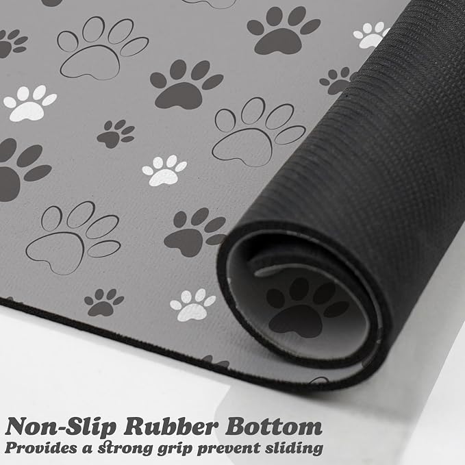 Dog Food Mat, Absorbent Water Bowl Mats Cat Pet Feeding Placemats Light Gray 12 - Image 3