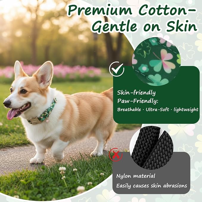 St. Patrick's Day Dog Collar, Adjustable Spring Cotton Collars Gifts - Image 4