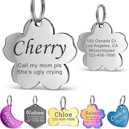 Anavia Personalized Pet ID Tags, Stainless Steel Glossy Laser Engraved Dog Cat by Anavia