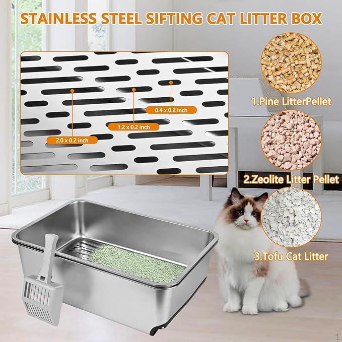 23.5" x 15.7" x 8" Stainless Steel Sifting Litter Box - Image 4