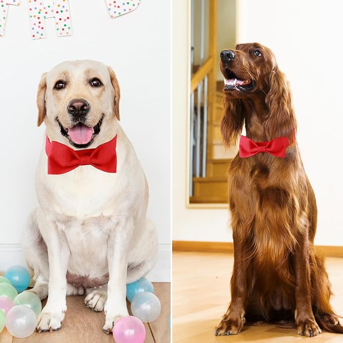 Segarty Dog Bowties for Medium Large Dogs, Adjustable Red Bowtie Collar - Image 4