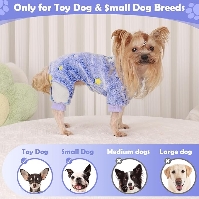 Fleece Pajamas for Small Dogs, Puppy Clothes, Soft & Stretchy Dog Onesies - Image 4