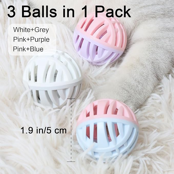 Rubber Cat Toy Balls with Inside Bell, Soft TPR Interactive Cat Ball Toys - Image 2