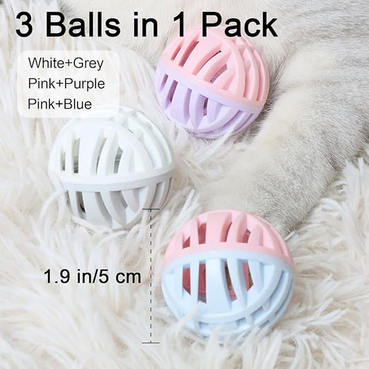 Rubber Cat Toy Balls with Inside Bell, Soft TPR Interactive Cat Ball Toys - Image 2