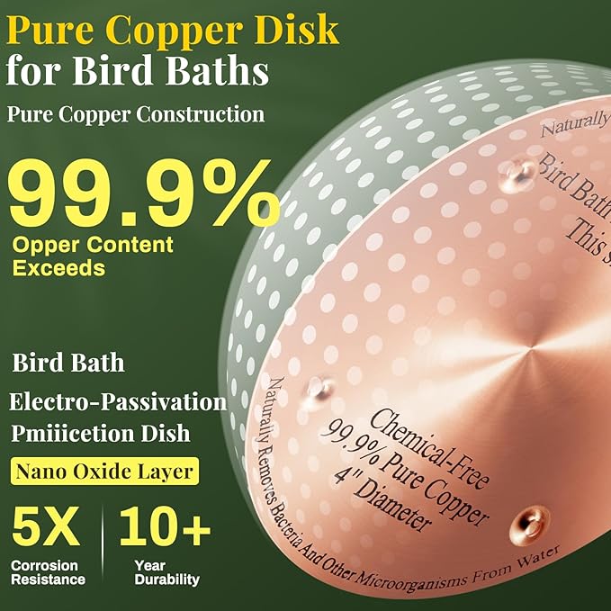 4 Pcs Bird Bath Copper Disk, 0.6mm Thick Reinforced 99.99% Pure Copper Birdbath - Image 3