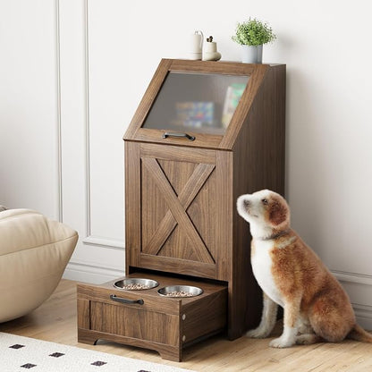 Dog Feeding Station with Storage Cabinet and 2 Elevated Dog Bowls, Hidden Pet - Image 3