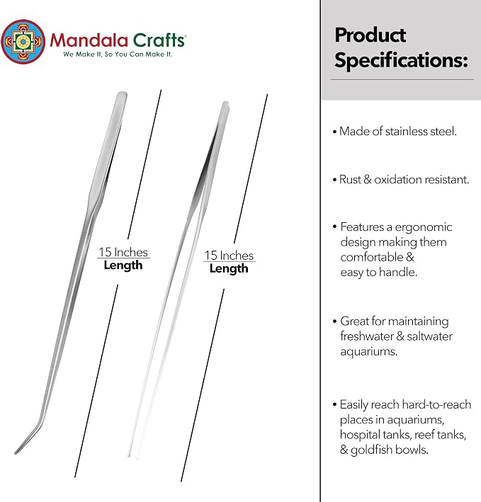 Mandala Crafts 15 Inches Silver Stainless Steel Straight and Curved Aquarium - Image 3