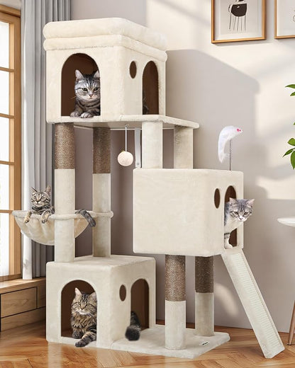 Globlazer Cat Tower for Multiple Indoor Cats, 52 inch Heavy Duty Cat Tree by Globlazer