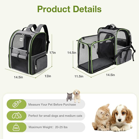 Lekebobor Large Cat Backpack Carrier Expandable Pet Carrier Backpack - Image 2