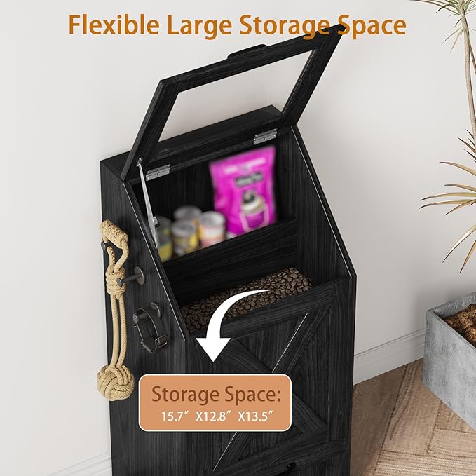 Dog Feeding Station with Storage Cabinet and 2 Elevated Dog Bowls, Hidden Pet - Image 7