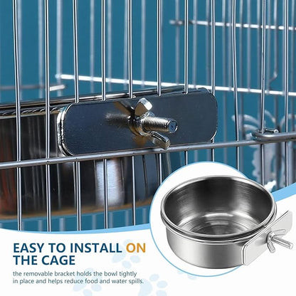 2Pcs Stainless Steel Bird Feeding Bowls, Small Bird Feeding Cup, Stainless - Image 4