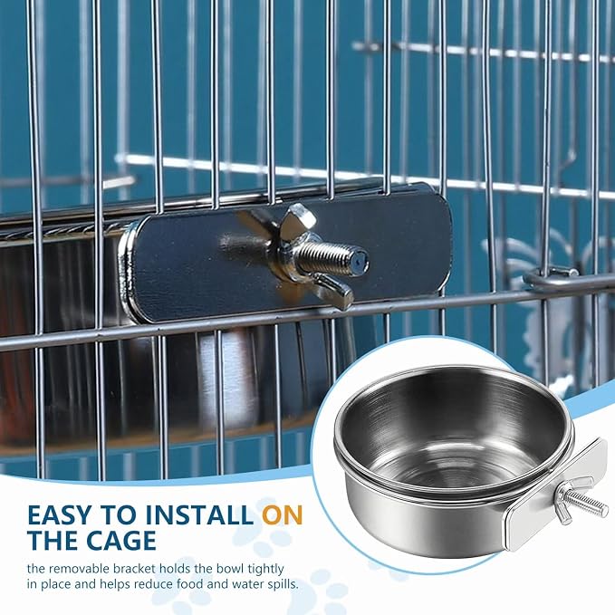 2Pcs Stainless Steel Bird Feeding Bowls, Small Bird Feeding Cup, Stainless - Image 4