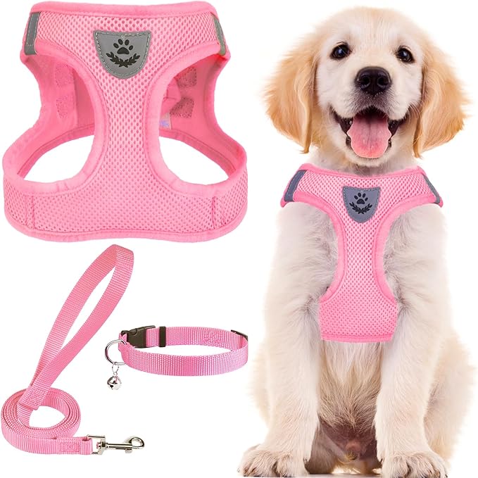 PUPTECK Adjustable Dog Harness Collar and Leash Set Step in No Pull Pet Harness by PUPTECK