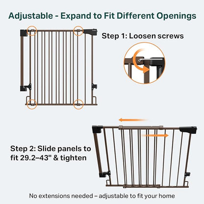 Cumbor 29.2–43" Baby Gate for Stairs, Wall-Mounted, Expandable No Bottom Bar - Image 3