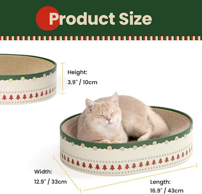 Cat Scratcher Bed, 2 in 1 Oval Cat Scratching Board - Image 9
