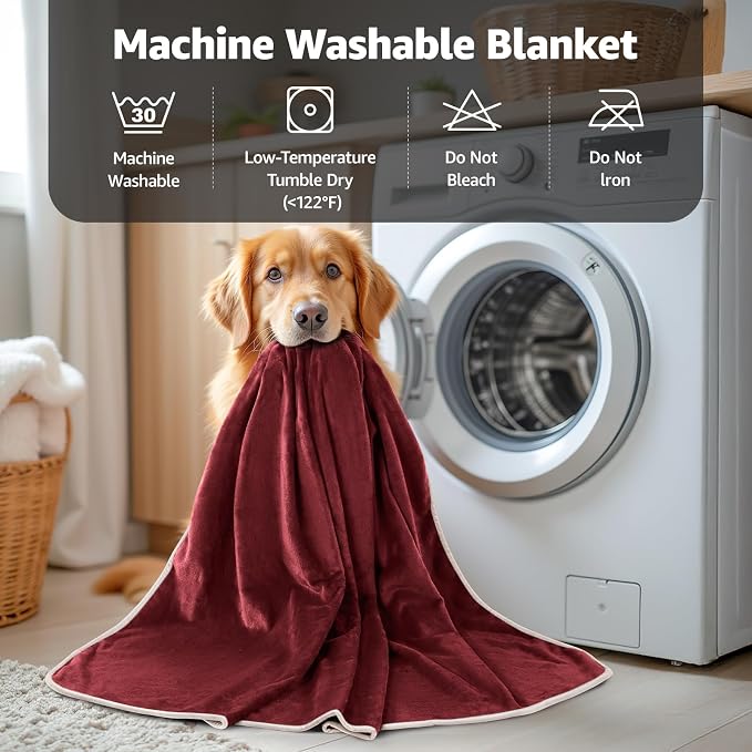 LOOBANI Waterproof Dog Blanket for Couch: Reversible Flannel Bed Blanket for - Image 8