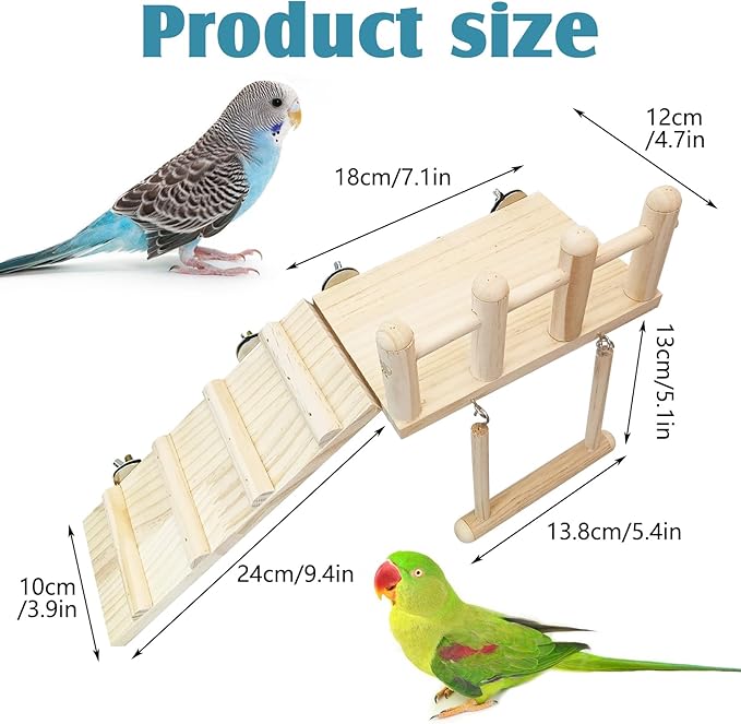 Hamiledyi 13Pcs Parrot Swing Chew Toys Bird Perches Platform - Image 2