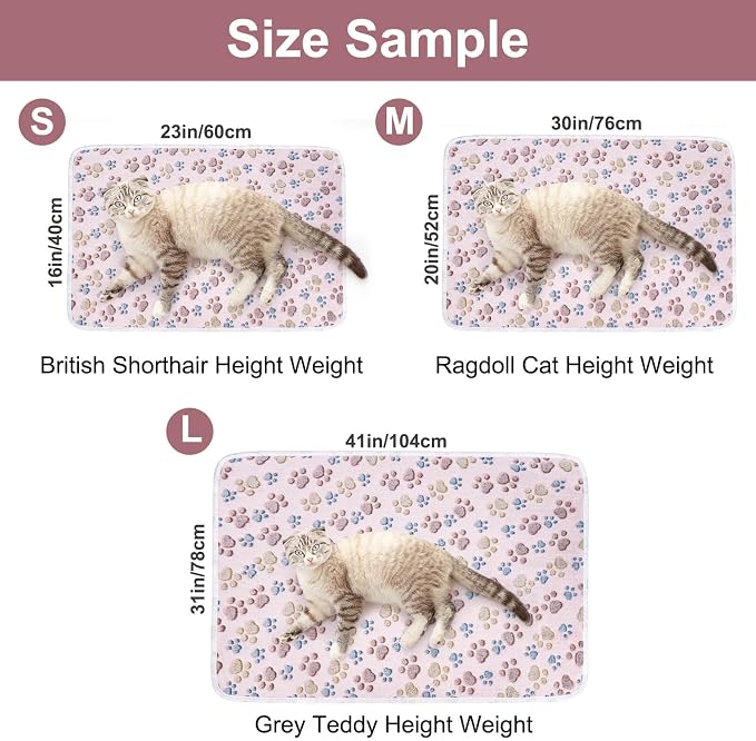 Dono 1 Pack 3 Dog Blankets for Small Dogs, Soft Fluffy Paw Print Pattern Fleece - Image 2