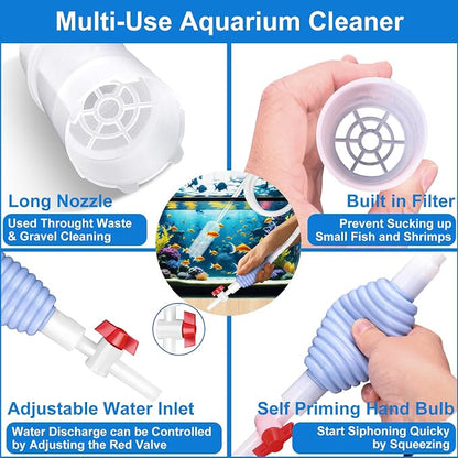 Fish Tank Cleaning Kit Set of 4 Pieces, Aquarium Siphon Algae Scraper Aquarium - Image 3