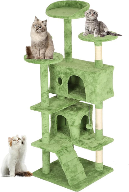 FDW | 54" Cat Tree Tower | Green | Multi-Level Indoor Activity Center by FDW