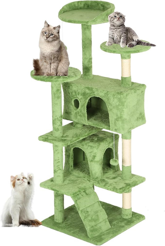 FDW | 54" Cat Tree Tower | Green | Multi-Level Indoor Activity Center by FDW